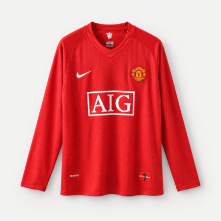 2007/08 Manchester United Home Long Sleeve Retro Jersey – League Version